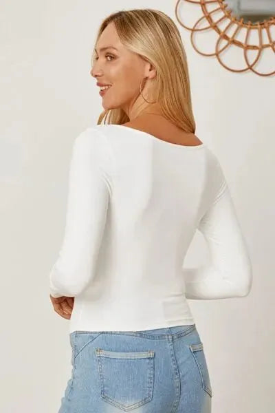 Ruched Long Sleeve T-Shirt Women's T-Shirts - Tophatter Daily Deals